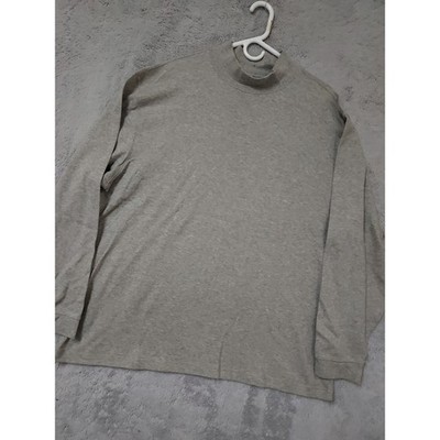 LL Bean Shirt Men XXL Mock Turtleneck Base Layer Outdoor Long Sleeve Gray Cotton