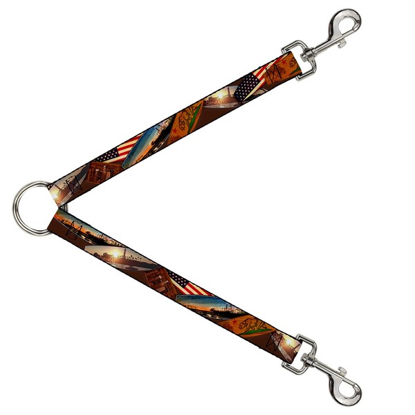 Dog Leash Splitter Surfboard Cali Scenes/Us Flag Stacked Brown (Us Import)-image