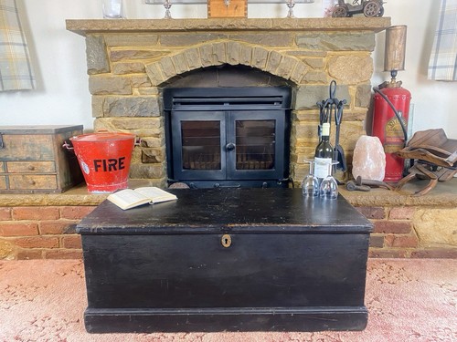 Old Antique Pine Chest, Vintage Wooden Storage Trunk, Blanket Box, Coffee Table.