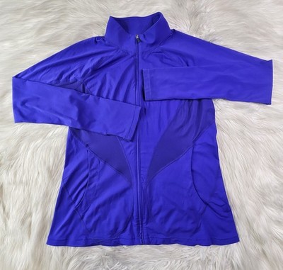 Gap Fit Womens Large Full Zip  Active Top Blue Thumb Holes Stretch 