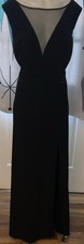 NW Women Women  s Sz 18W Black Plunging Illusion Sleeveless Formal Evening Gown