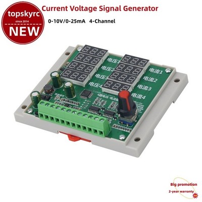 4CH Current Voltage Signal Generator LED w/ DIN-Rail Base 0-10V/0-25mA tp1