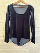 J Crew Bodysuit, Size L, Navy, Velvet, Stretch