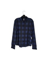 Rhone Hardy Plaid Flannel Shirt Navy Buffalo Check Men's Medium Office