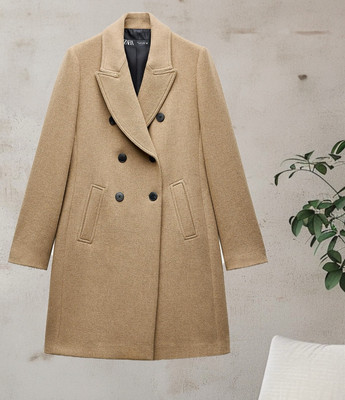 NWTZARA LONSLEEVES DOUBLE BREASTED WOOL BLEND COAT