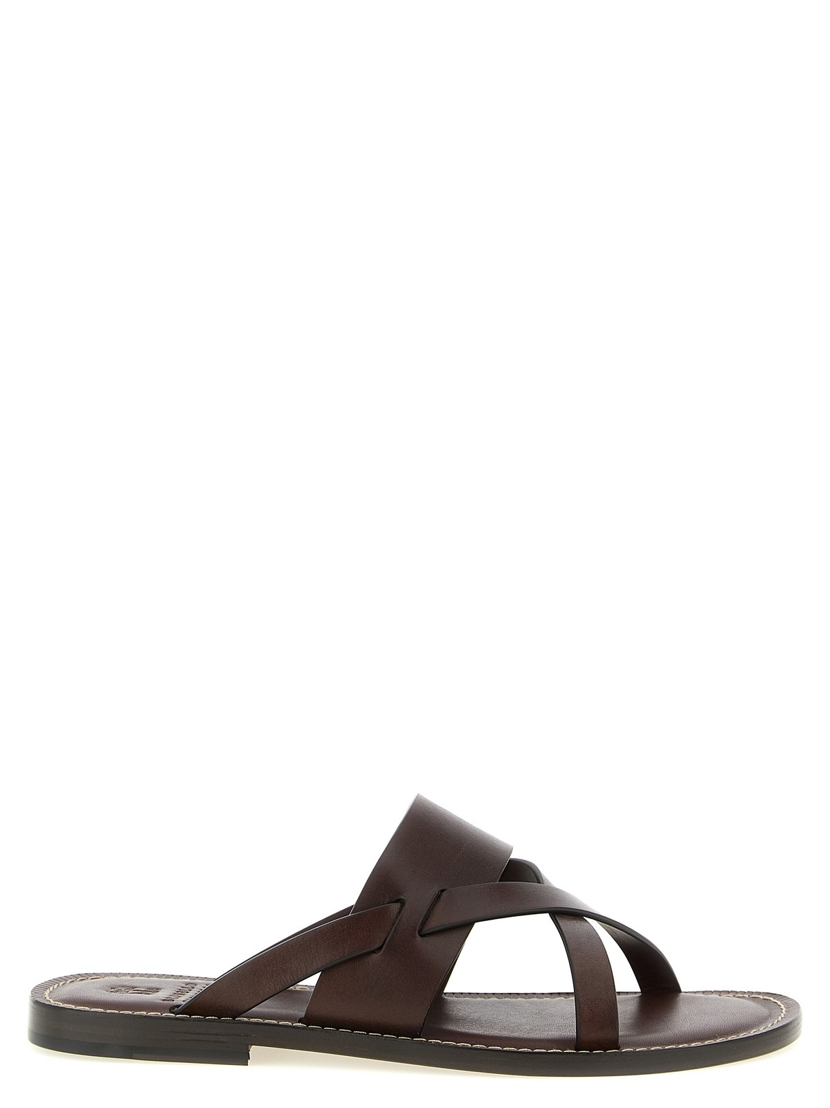 Brunello Cucinelli Brown Calfskin Slides