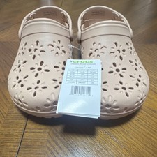Crocs Classic Floral Cut Out Clog 210927-7AF Beige Unisex Kids EU 36-37