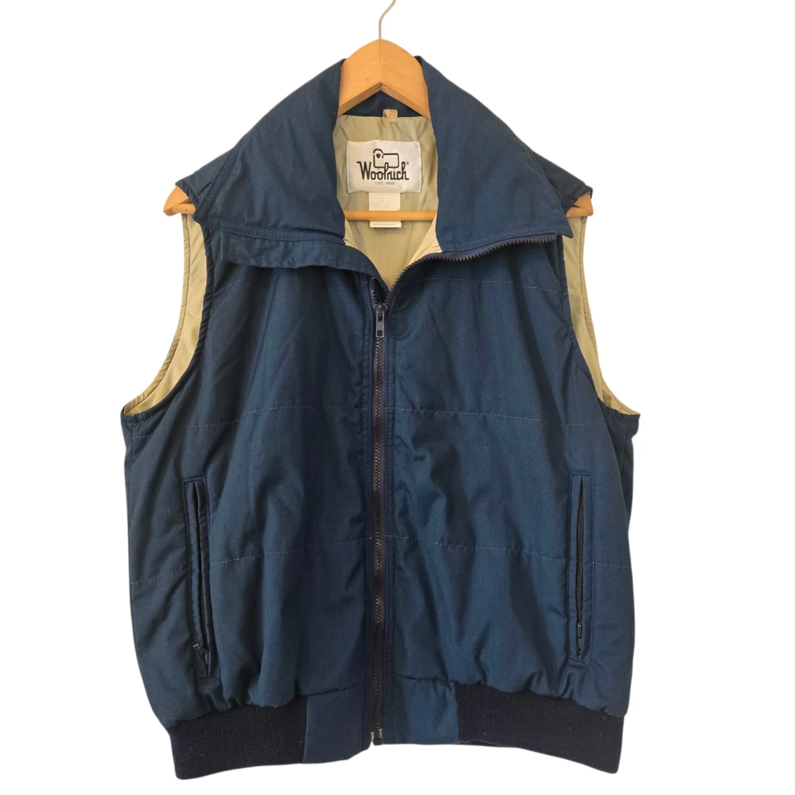 Vintage Woolrich Puffer Vest Mens M Blue Zip USA Made Quilted Gorpcore