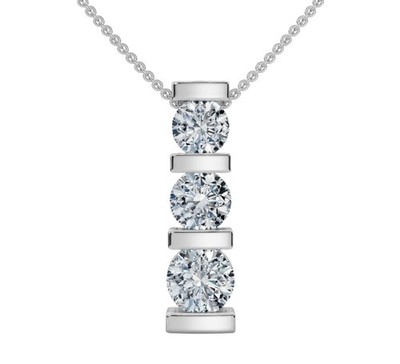 1 kt 3 Steine Diamant Stab Set Anhänger 14 Karat Weißgold
