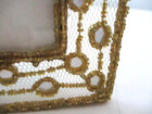Pier One Imports Fabric w/ Bead & Mirror Design 1.5 X 1.5 Mini Photo Frame — photo 3