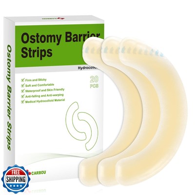 Carbou 20 Pcs Elastic Ostomy Barrier Strips - Medical Grade Hydro