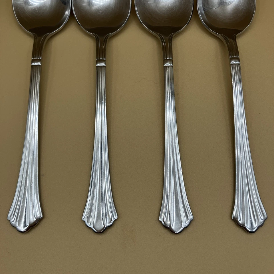 (4) Retroneu BARRINGTON Stainless 4 Place/Oval Soup Spoons 18/8 Korea Flatware - Image 3 of 4