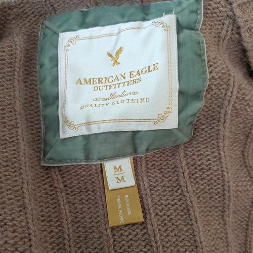 Vintage Y2K Sweater M Tan Brown Hood Vneck Bella Ribbed Long Sleeve Layer - Picture 6 of 8