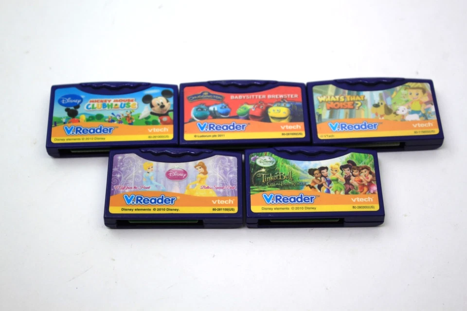 Lot 5  VTech V Reader Cartridges Games Chugginton Mickey TinkerBell & More - Image 2 of 4