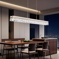 Modern Chandelier Gold Led Crystal Linear Pendant Lights Kitchen Island Light...