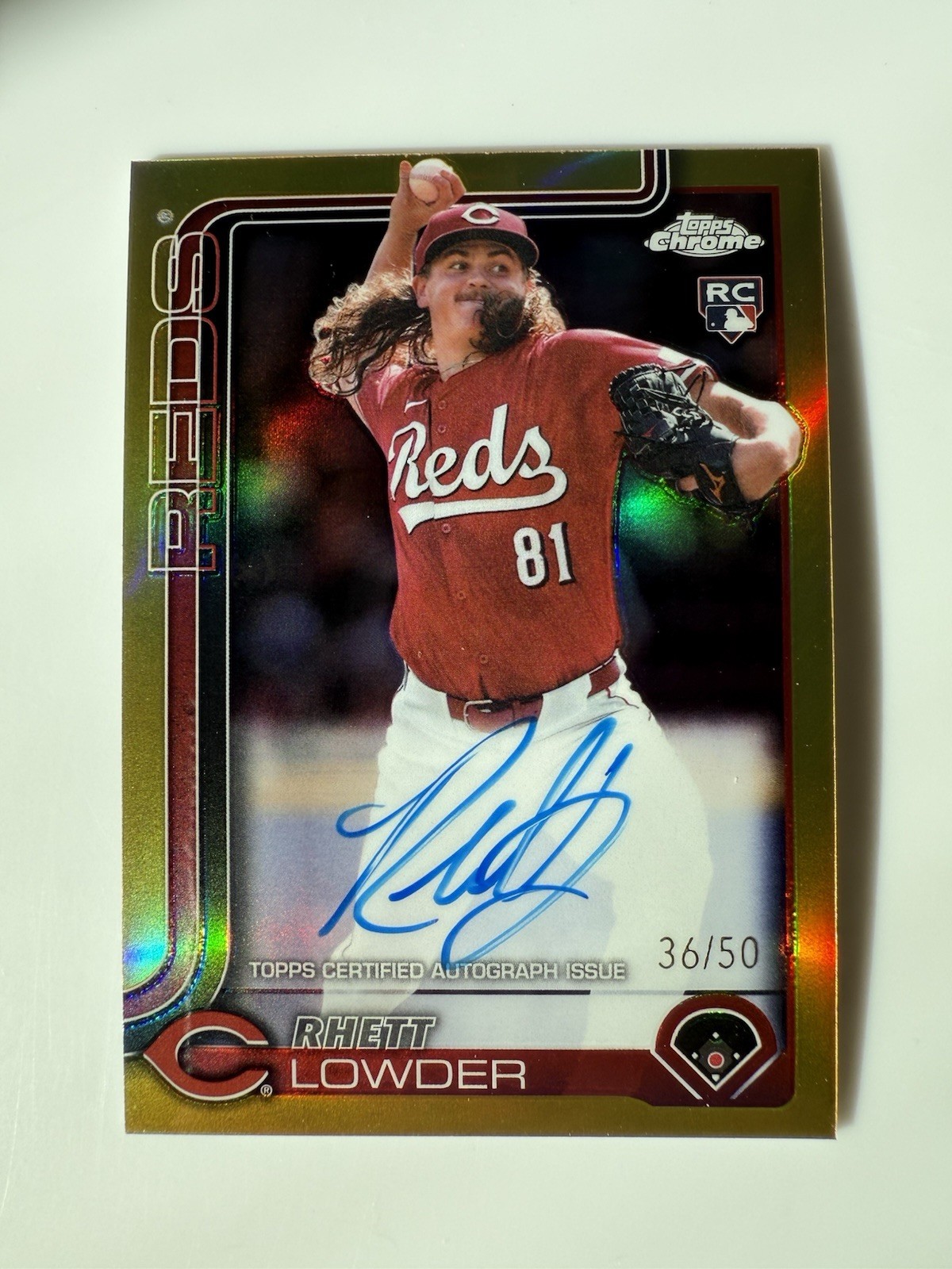2025 Topps Chrome Rookie True Gold 36/50 Rhett Lowder #RA-RL Auto RC MINT
