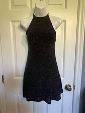 SO Black Glitter Dress Sz X Small Ties In Back
