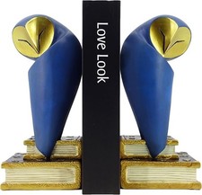 Owl Bookends Set of 2, 8 Inch Resin Bookshelf Decor