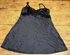 Vintage Y2K 2000s Victoria s Secret Black Satin Lace Nightie Lingerie Women s M
