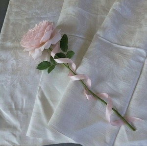 Antique Damask LINEN Tablecloth 124"X73" Flowers Lilies of the Valley PROVENANCE