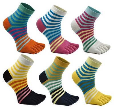 Fasot Women Toe Socks Five Finger Cotton Athletic Mesh Wicking Ankle 6 Pack Set