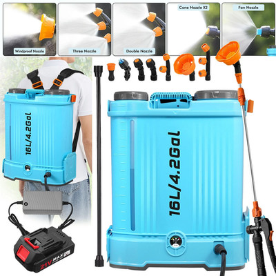 4.2 Gallon Battery Powered Backpack Sprayer with Battey and 6 Nozzles for Lawn