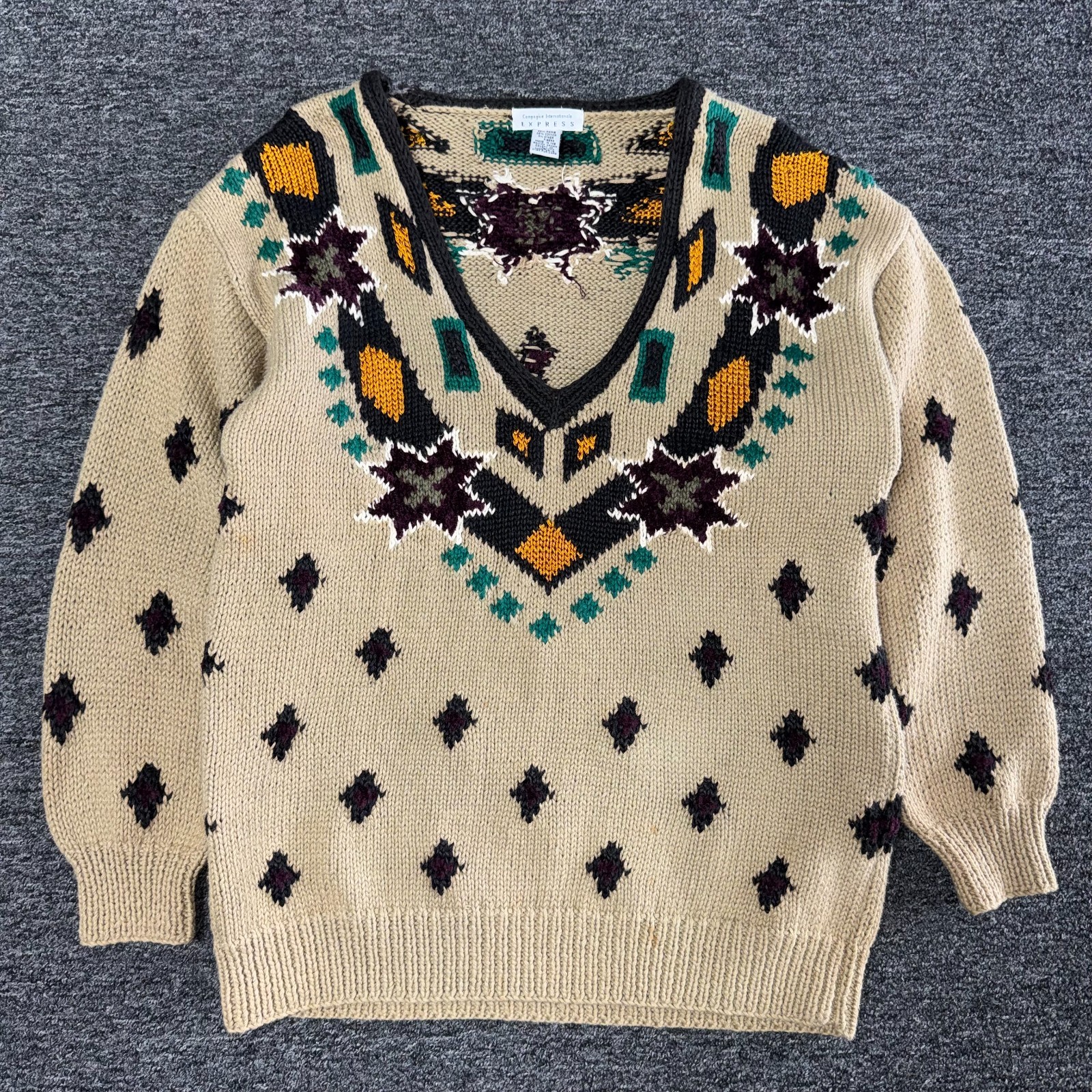 Vintage 90s Compagine Internationale Express Knit Aztec Sweater S Multicolor
