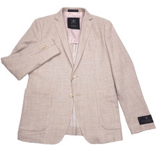 John Varvatos Varick-C Sport Coat Mens 38R Slim Tan Beige Chevron Blazer Jacket