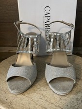 Caparros Paris Silver Glimmer Jewel Heels. Size 10 M 4.5 INCH HEELS