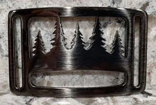 GRIP6 BELT BUCKLE - NATURALIST UINTA / PINE TREES - BLACK CHROME - 1.5 INCH WIDE