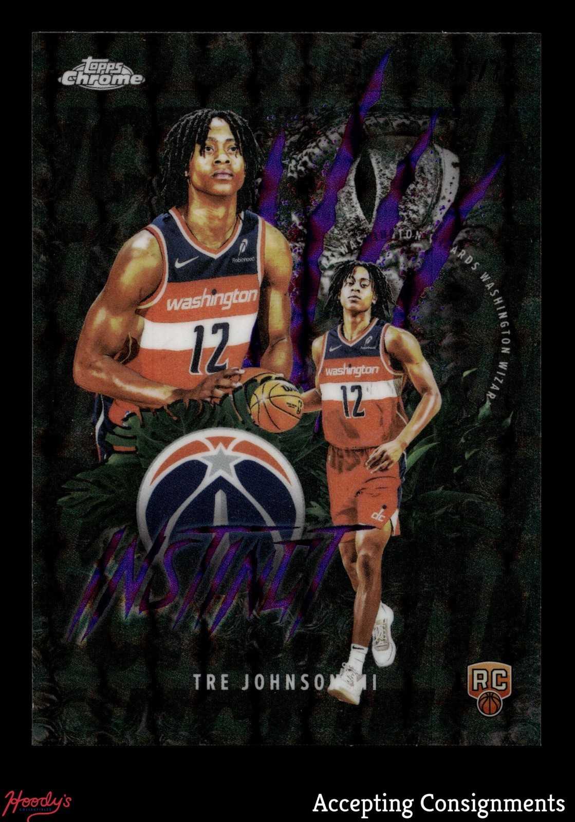 2025-26 Topps Chrome Instinct Purple Refractor Tre Johnson III RC ROOKIE 71/75