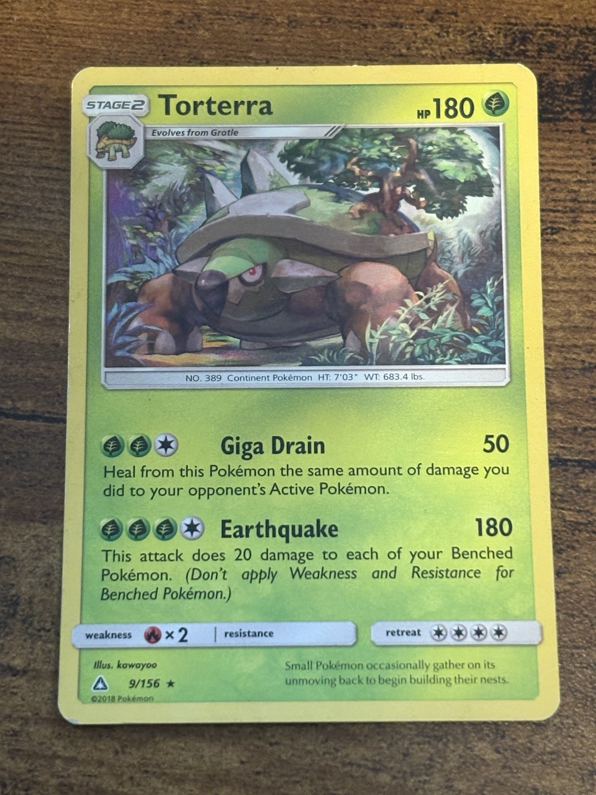 Pokémon TCG Ultra Prism Torterra Holo Rare 9/156
