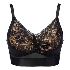 Rhonda Shear Two Tone Lace Molded Cup Bra Black XL New