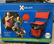 XGear Brand New Red Folding Cooler Chair Tailgating Hunting Camping Fishing