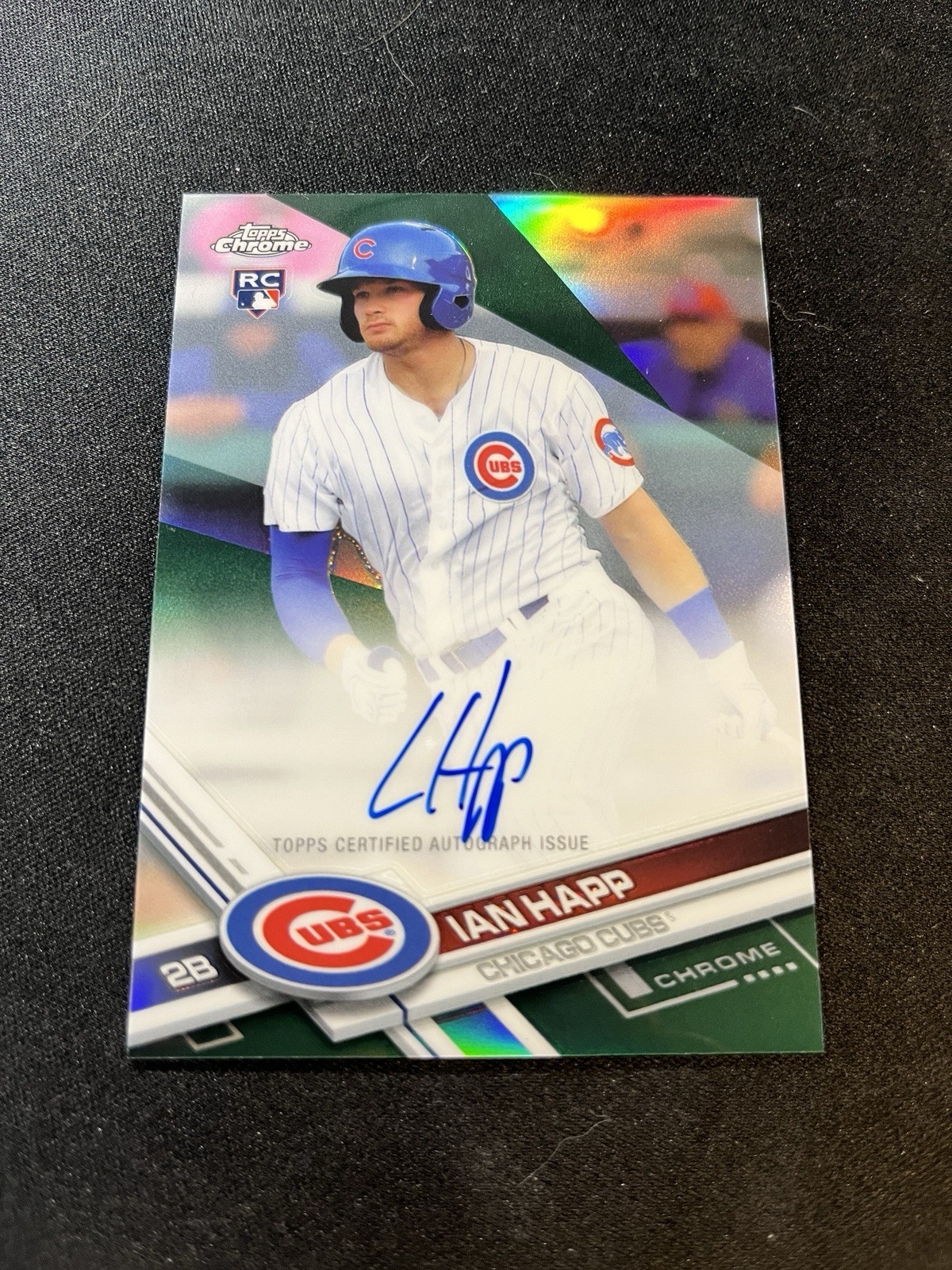 2017 Topps Chrome Rookie Auto Green Refractor Ian Happ #RA-IH 76/99 RC Cubs
