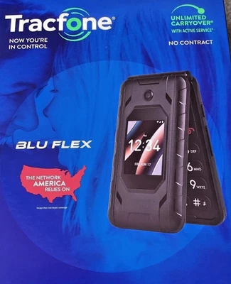 BLU Flex 8GB 4G LTE Flip Phone 2MP Camera [For Tracfone] Black | New Sealed