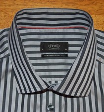 Eton Contemporary 17 35 gray bold stripe luxury cotton dress shirt g6j4