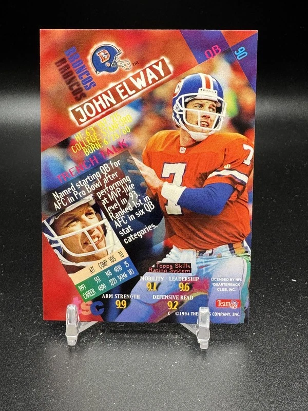 1994 Stadium Club Base Set #90 John Elway - Image 2 of 2