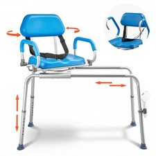 Sliding Shower Chair, 330 lbs Tub Transfer Bench for Bathtub with Swivel Seat, P