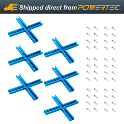 POWERTEC 3 inch T-Track Intersection Kit 6 Sets, for Universal T-Track 71704-P3