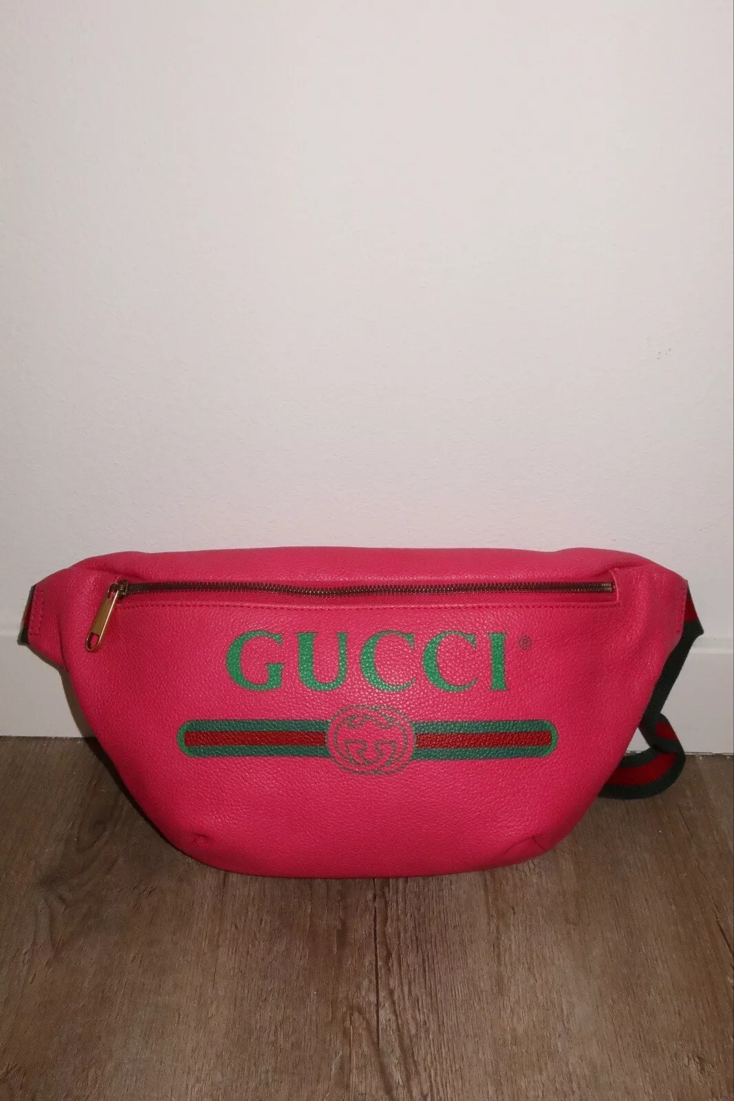 Sac ceinture imprimée Gucci rose (Grand)