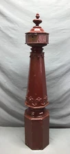 Antique Decorative Shabby Red Wood Finial Top Newel Post 9x47 Chic Old 119-25B