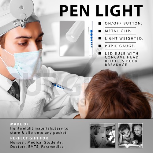 6 Pcs Disposable Penlights Diagnostic ENT Emergency Stainless Steel Hi-Quality - Picture 3 of 8