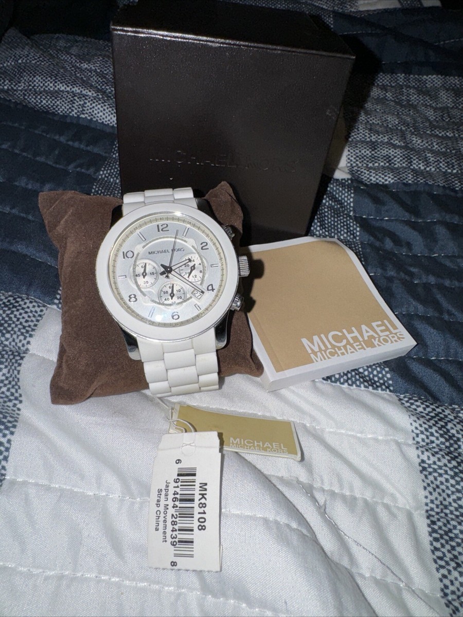 Michael Kors Oversized Runway White Tone Watch Michael Kors Oversized Runway MK8108 Wrist Watch for Men  main image 4