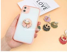 360 Rotation Finger Ring Stand Holder Cell Phone Tablet-Crystal Daisy Flowers