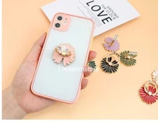 360 Rotation Finger Ring Stand Holder Cell Phone Tablet-Crystal Daisy Flowers 