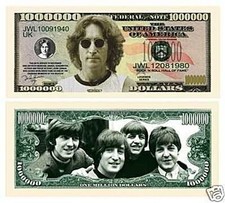 John Lennon One Million Dollar Bill,Fun Money,die Neuheit aus USA. 1 Schein