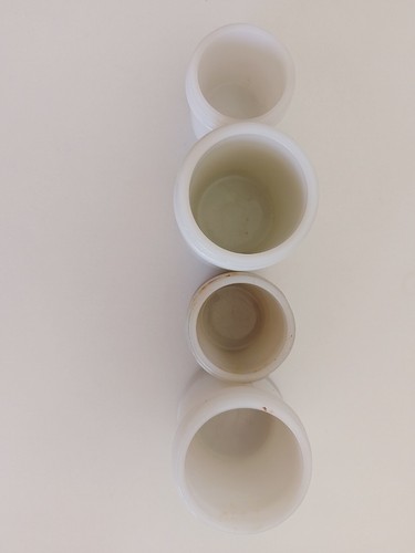 4 x Vintage milk glass jars no lids, Sanitarium Vegemite and others, advertising - Picture 3 of 13