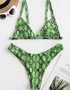 green snake print bikini