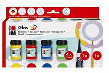 Marabu Glas Paint Box Set. Transparent Water Based Glass Paint For Art & Craft